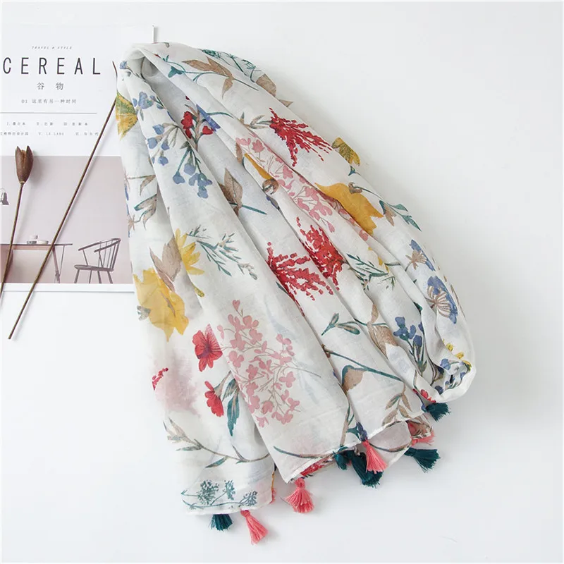 2020 весенне-осенние женские шали с цветочными кисточками модные