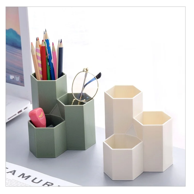 

Hexagonal pen holder container Make-up Brush Storage Box Make-up Holder For Lipstick/Pen/Cosmetic pencil transparent black green