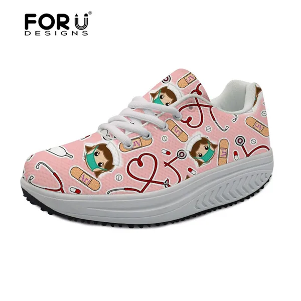 FORUDESIGNS/ г., брендовая дизайнерская женская обувь для кормления повседневная обувь для похудения Милая женская обувь на платформе, увеличивающая рост, с принтом медсестры - Цвет: H8437AS