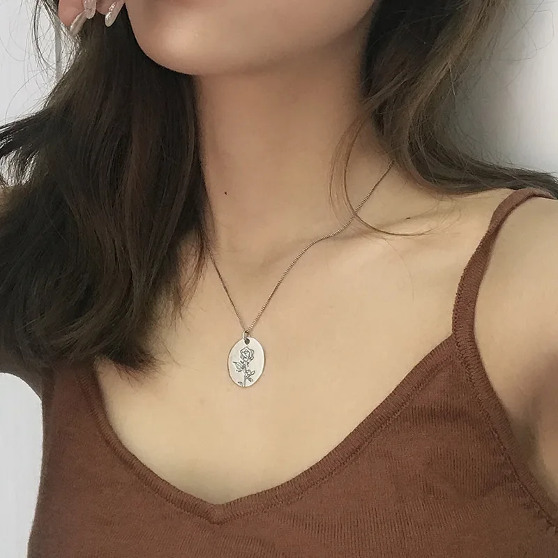 Женское ожерелье из серебра 925 пробы с подвеской в виде цветка розы | Украшения и