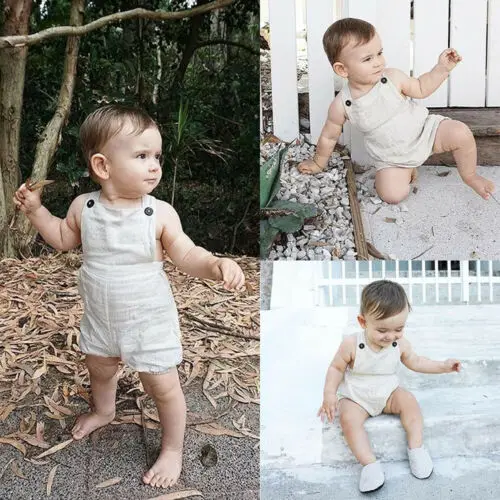 Детский комбинезон для новорожденных из хлопка и льна |