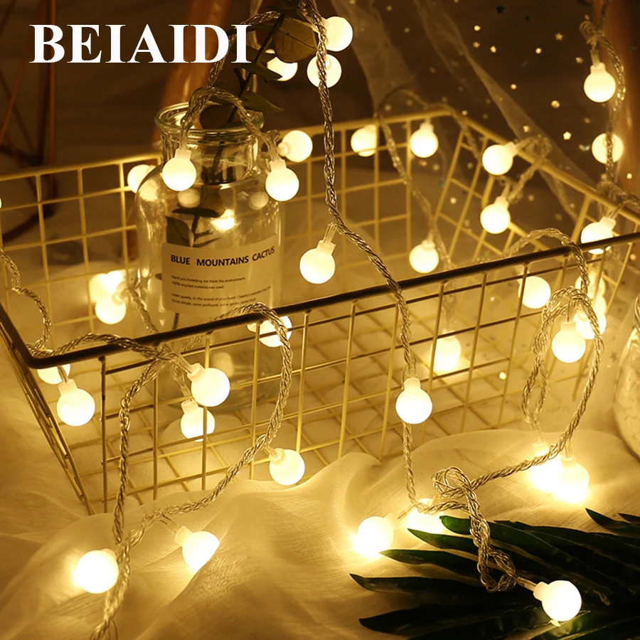 

СВЕТОДИОДНАЯ Гирлянда BEIAIDI, 6 м, 10 м, Звездный шар, светодиодная гирлянда, USB/AA, на батарейках, для свадебной вечеринки, Рождества, праздника, фе...