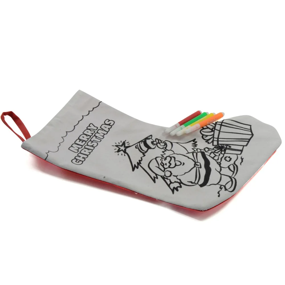 

FREE SHIPPING CHRISTMAS GIFT DRAWING KIDS SOCK WITH COLORING PENS