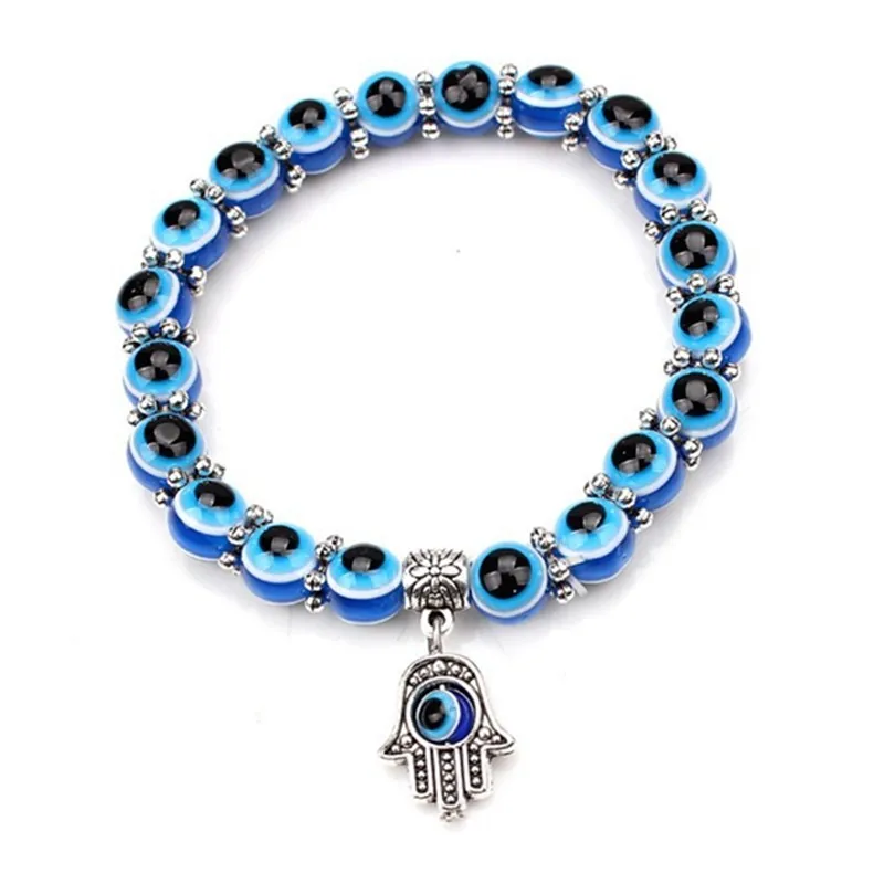 Женские и мужские браслеты-подвески Lucky Blue Evil Eye серебристые браслеты с подвеской