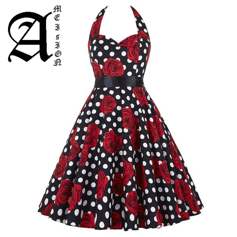 Милое женское платье в горошек большие качели Vestidos ретро халат повседневное