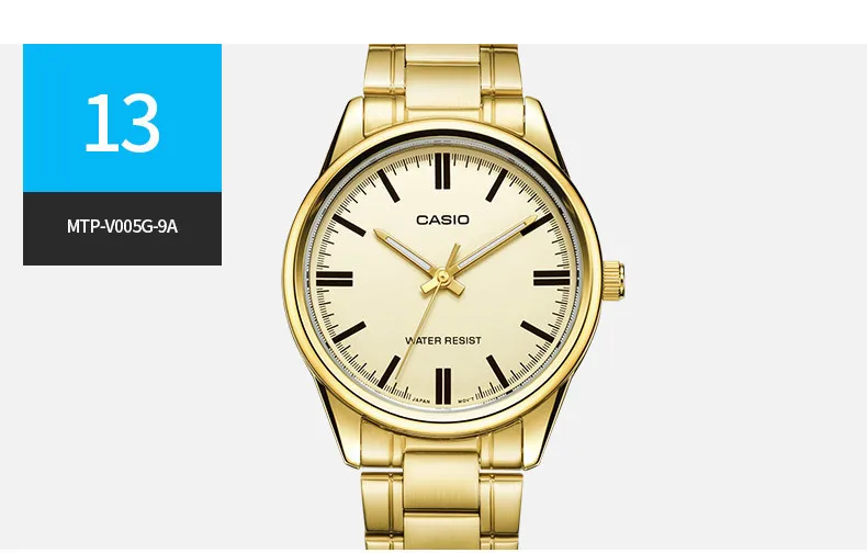 Casio Часы для мужчин Лидер продаж Мода и Бизнес Кварцевые золотые наручные часы MTP-V006 браслет из нержавеющей стали Relogio Casio Masculino