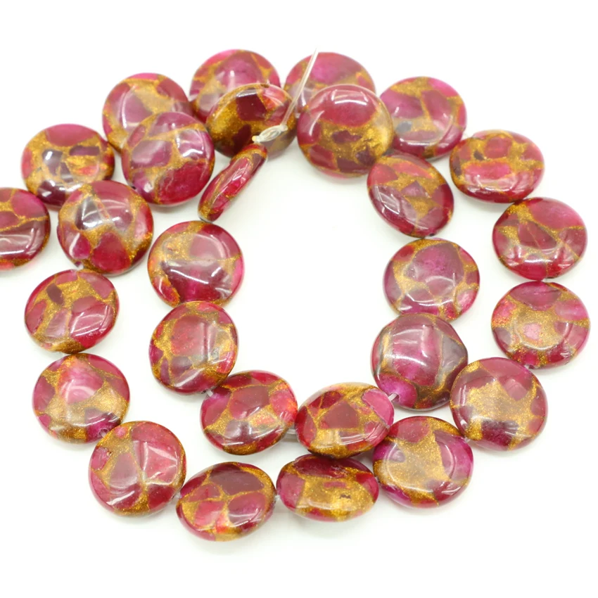 Золотой песок камень многоцветный 14 мм 16 свободные из бисера Монета Форма Бусины