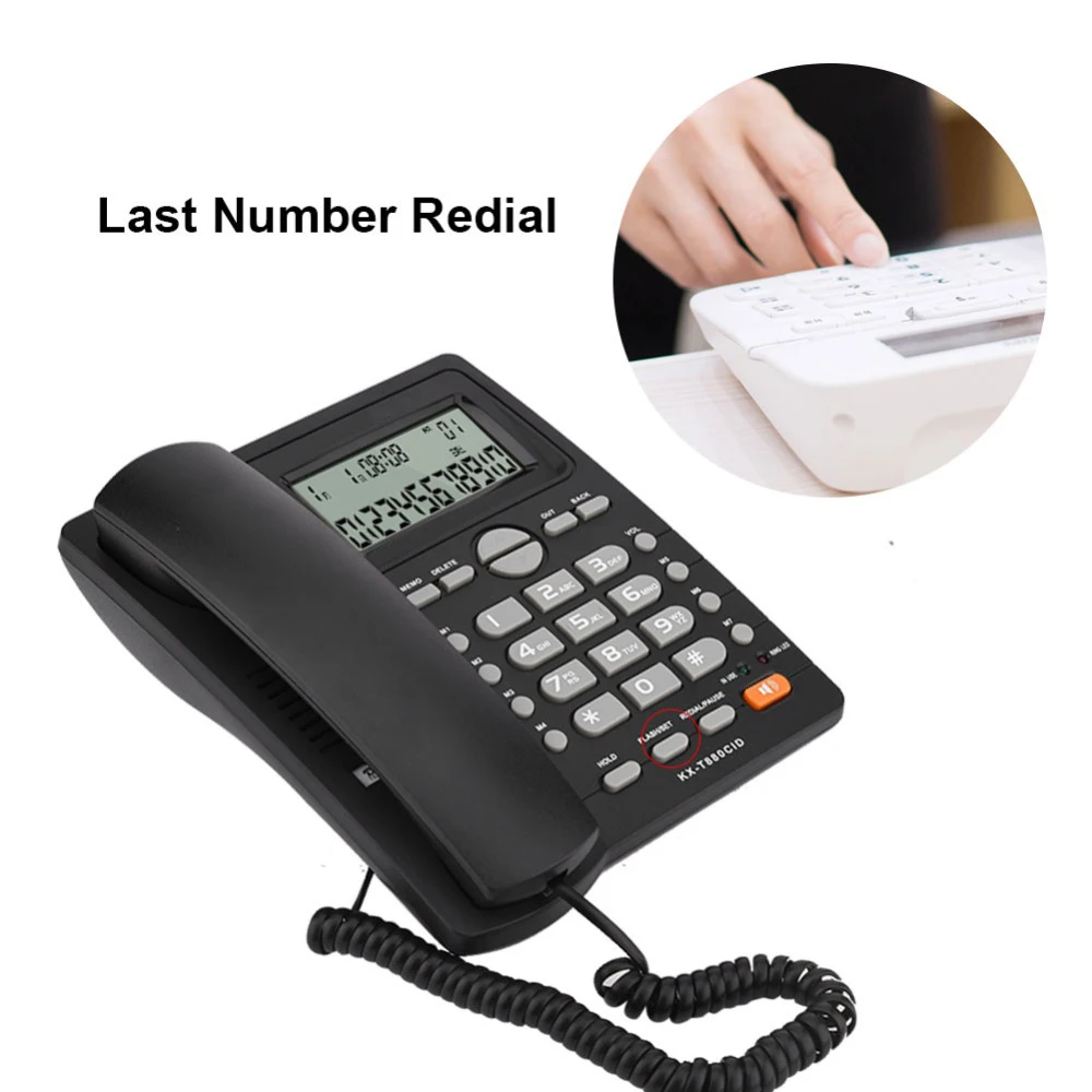 DTMF/FSK ID вызова Handsfree стационарный телефон без батареи двойной интерфейс фиксированный телефон для домашнего офиса отеля