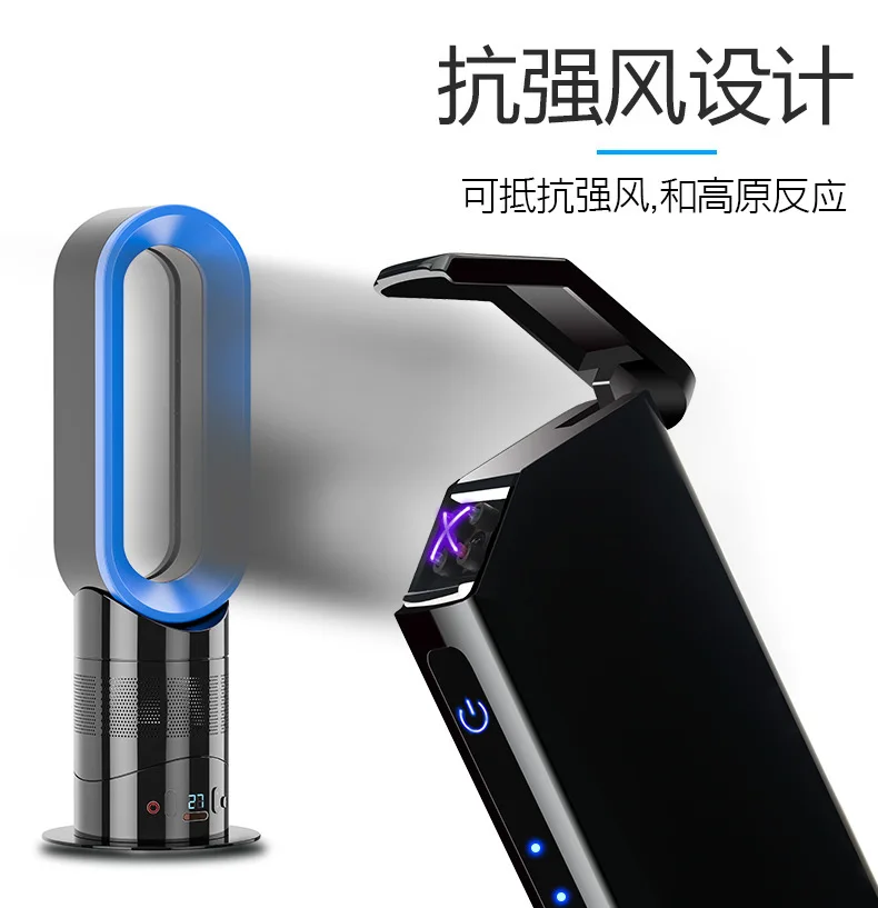 Новая двухдуговая Индукционная Зажигалка плазменная USB ветрозащитная беспламенная электрическая зажигалка электронная сигарета импульсная