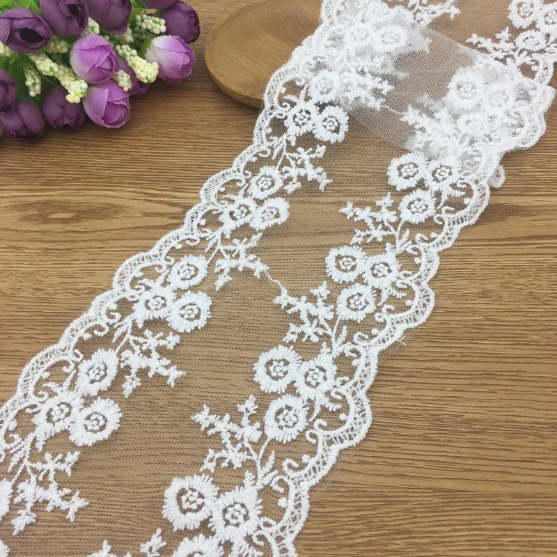 

11.5cm Cotton Lace Ribbon Embroidered Net White Black Lace Trim for Wedding Party Decoration Sewing Clothing Bride Accessories