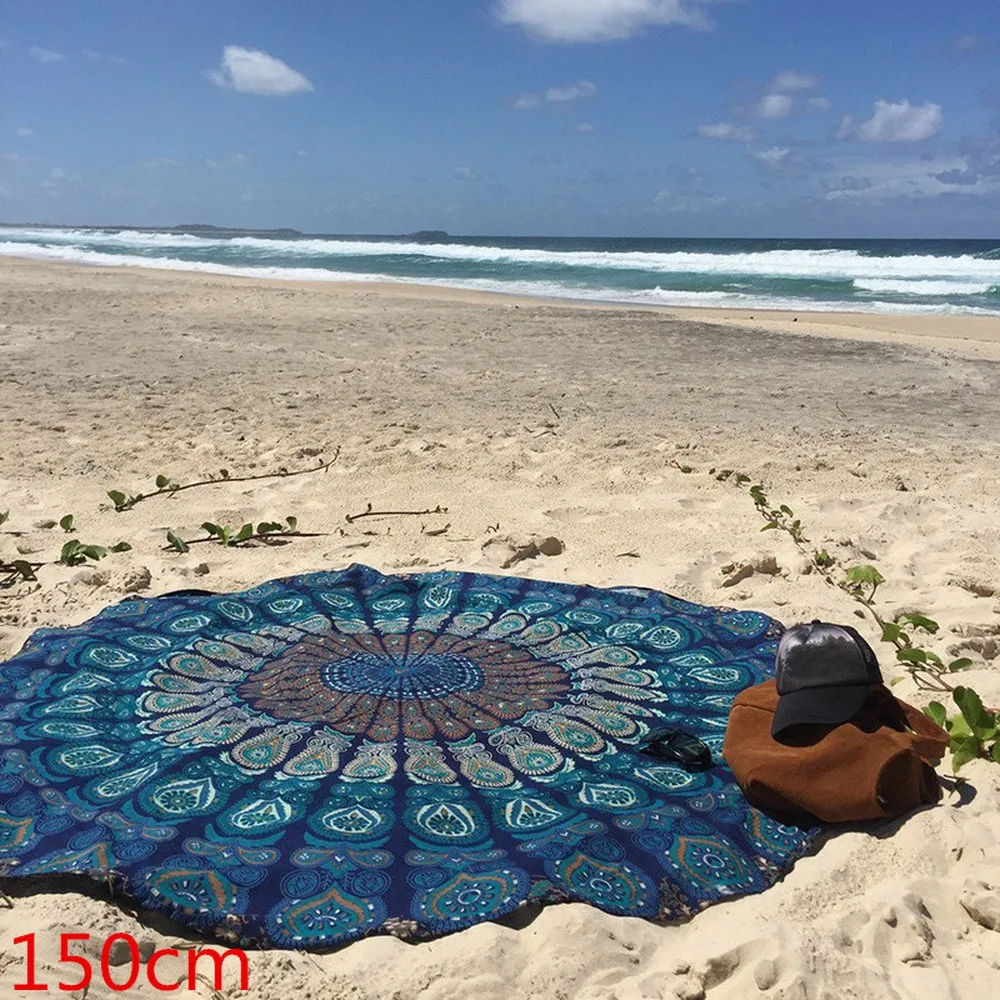 Круглое этническое пляжное полотенце с узором Коврик для йоги шифоновая