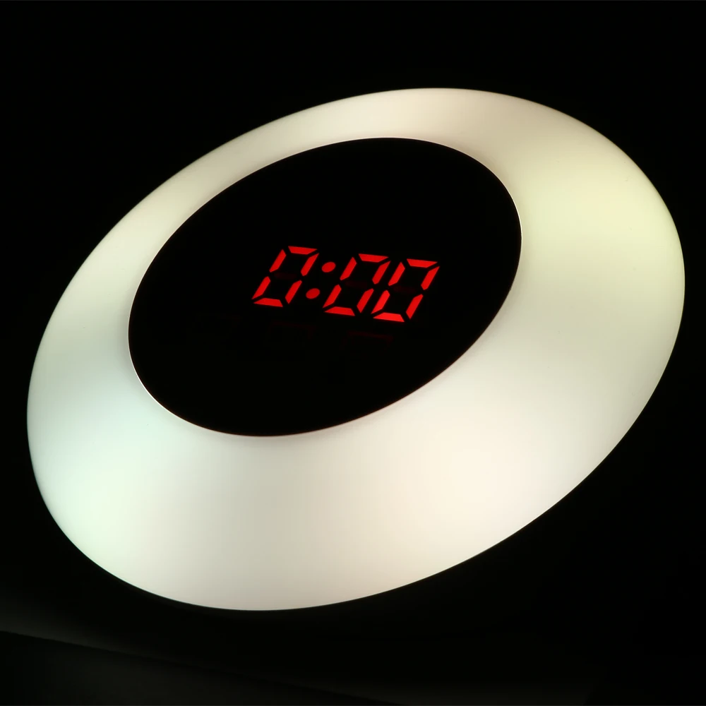 Светодиодные RGB часы сенсорный экран Повтор сигнала дисплей температуры