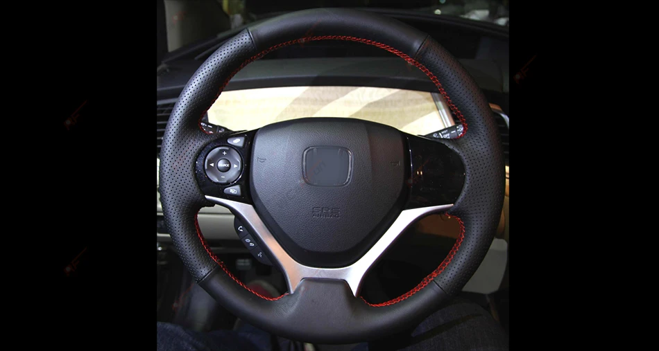 WCaRFun черный искусственная кожа Чехол рулевого колеса автомобиля для Honda Civic 9 2012 2013