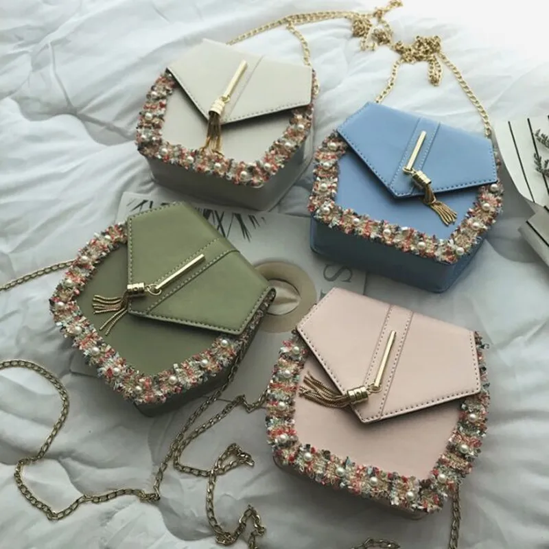 

DikizFly PU Leather Crossbody Bags For Women 2019 Pearl Handbag Fashion Shoulder Messenger Bags Ladies Cross Body Bag sac a main