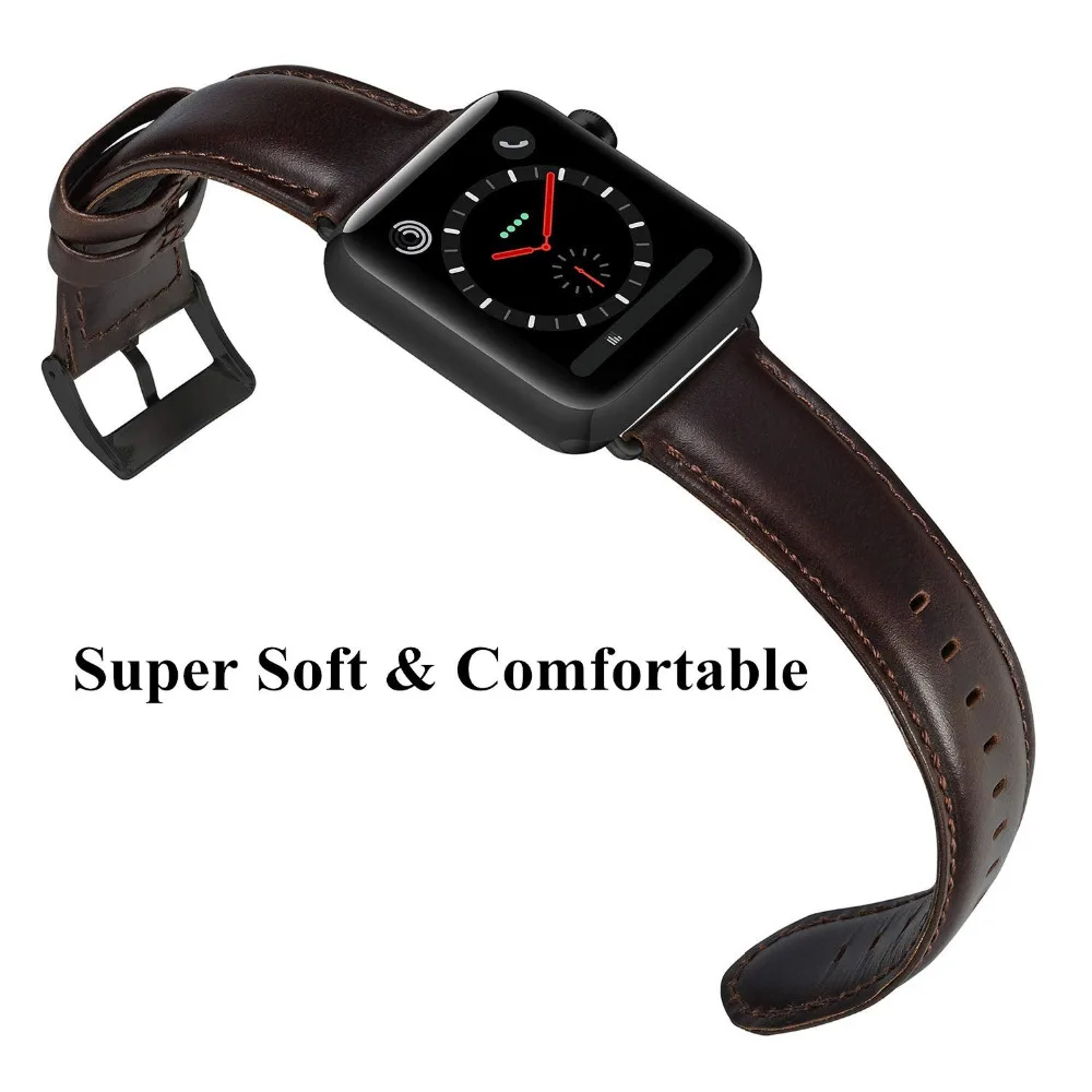 Кожаный ремешок совместим с Apple Watch 42 мм 44 38 40 из натуральной кожи винтажные