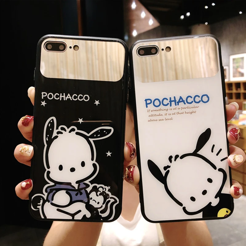 Чехол Pochacco dog Для iPhone 8/7 plus стеклянная зеркальная крышка и закаленная пленка для 6 s