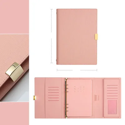 Pink Деловая Высококачественная записная книжка с 6 отверстиями, спираль, уплотненная, Filofax, блокнот для совещаний, искусственная кожа, дневник, планировщик, пули, журнал - Цвет: Pink