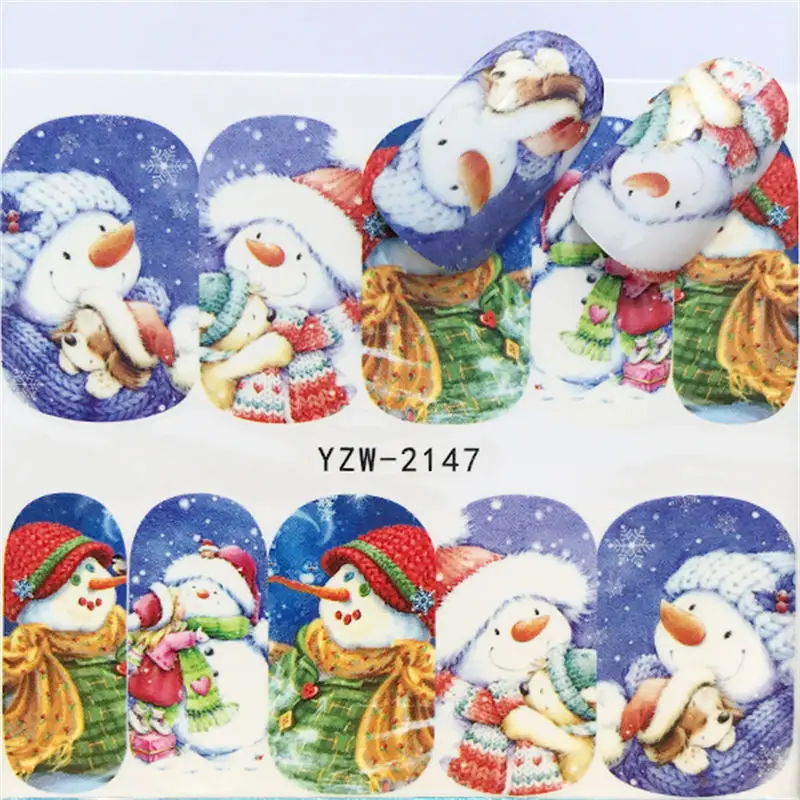 YZW-2147 YWK beauty Рождество переводные наклейки для ногтей украшения маникюрные инструменты дизайн Санта Клауса снеговика - Цвет: YZW-2147