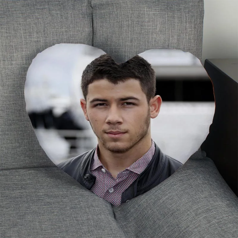

Custom Nick Jonas Heart Pillow Cover Zipper Pillowcase Cover dakimakura Wedding Home Office Decorative DIY Gift