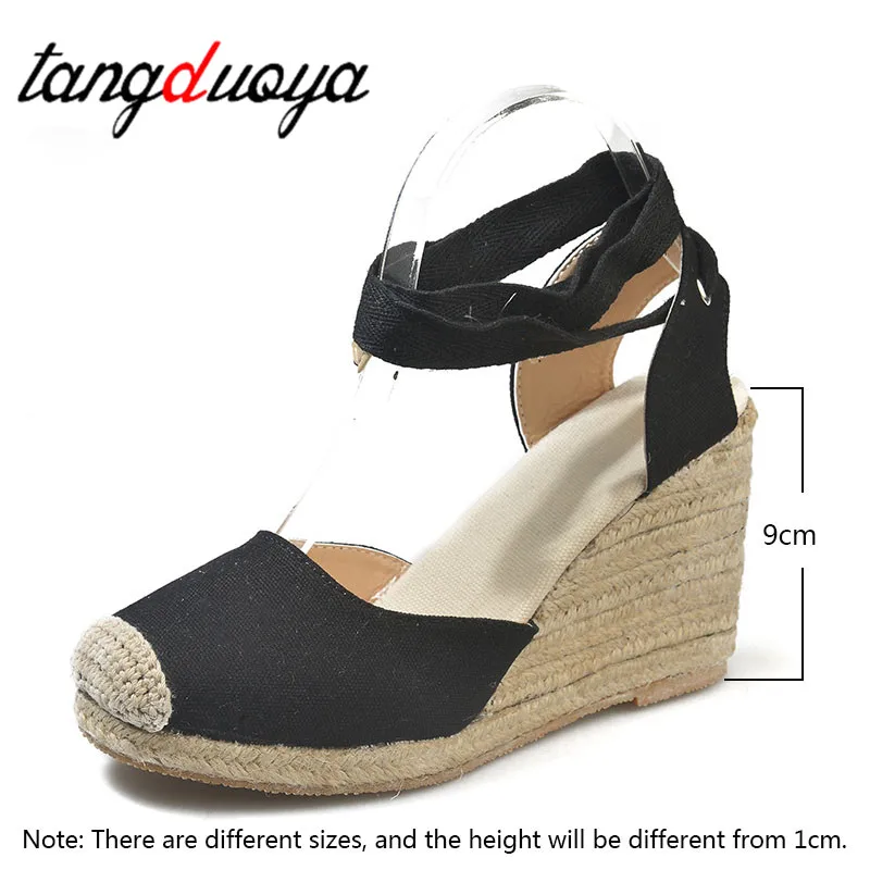 2019 Женские повседневные льняные парусиновые сандалии на танкетке сезон весна