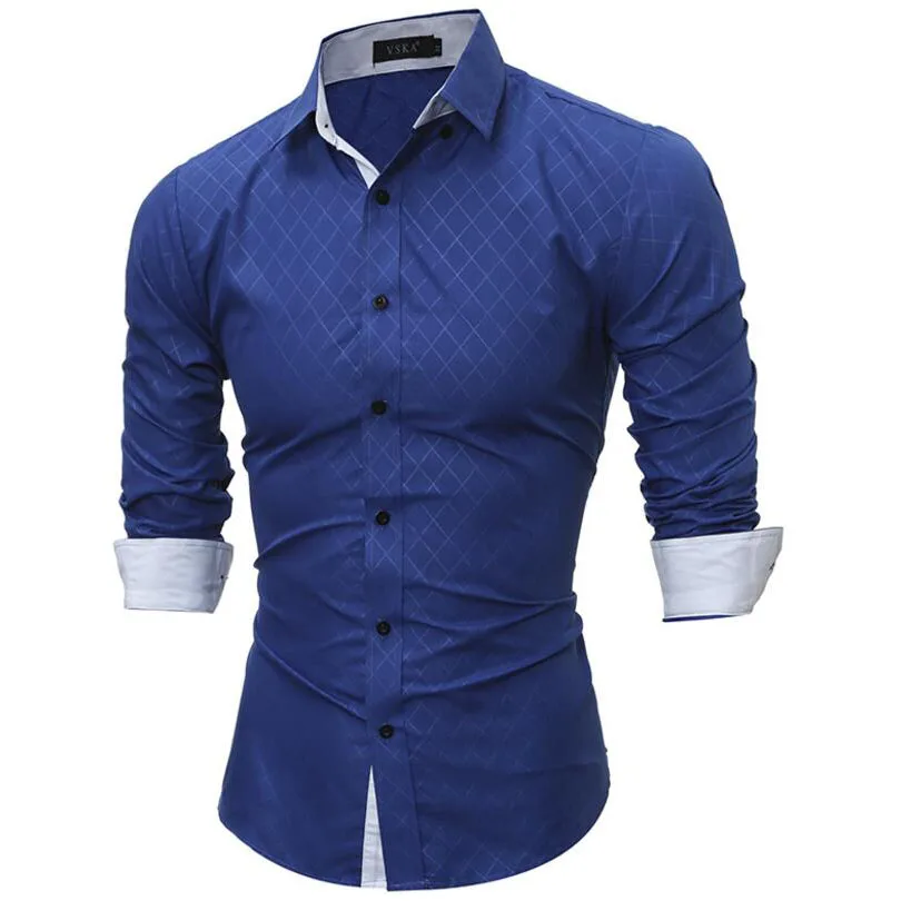 2018 новые Брендовые мужские рубашки с длинным рукавом хлопковая клетчатая