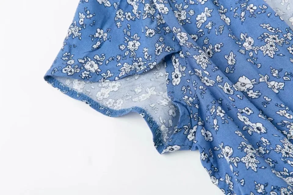 Женское хлопковое мини-платье синее повседневное пляжное платье с коротким