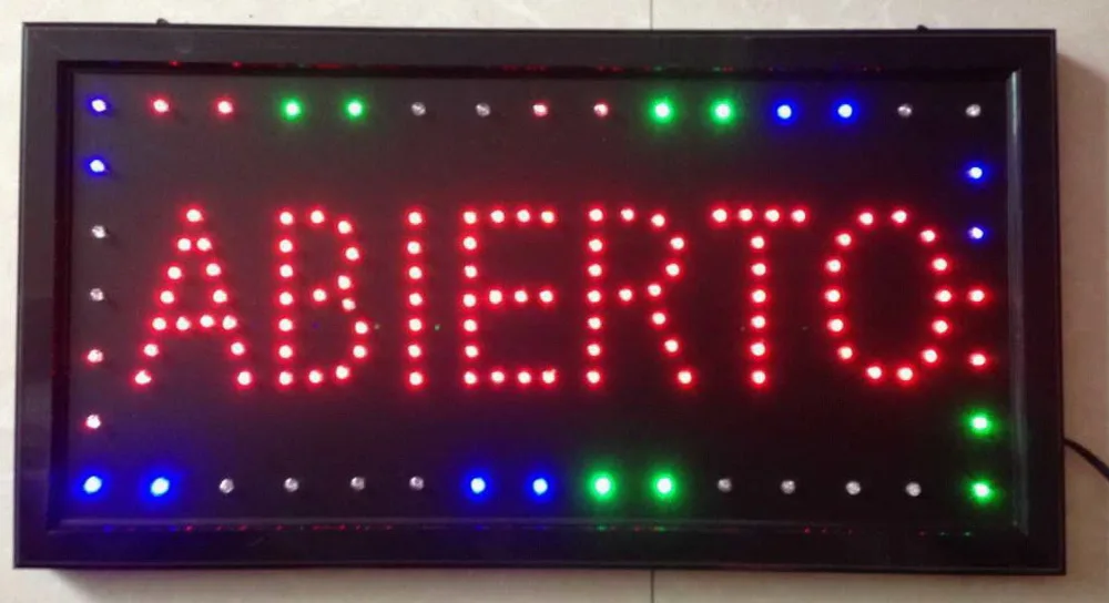 Светодиодный-2017 от производителя с цветными краями и открытым знаком 10x19 дюймов