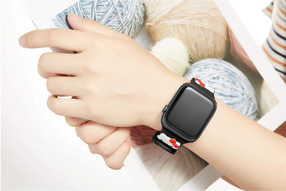 UEBN силиконовый спортивный ремешок для apple watch серии 4 3 2 1 ремешок с Kity для iWatch 42 мм 38 мм 40 мм 44 мм Ремешки для наручных часов