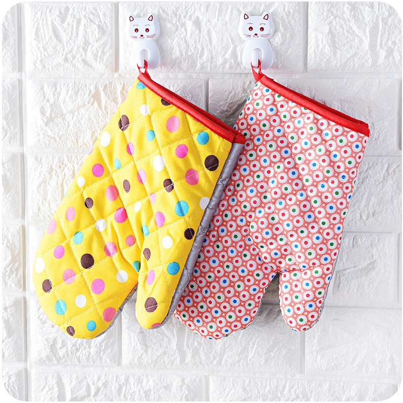 Хлопковые перчатки для духовки термостойкие кухонные утепленные митенки
