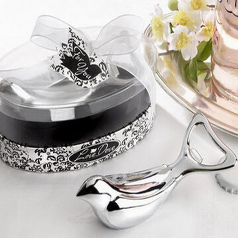 30 шт. новинка любовь голубь птица серебро хром бутылка для вина открывалка пива