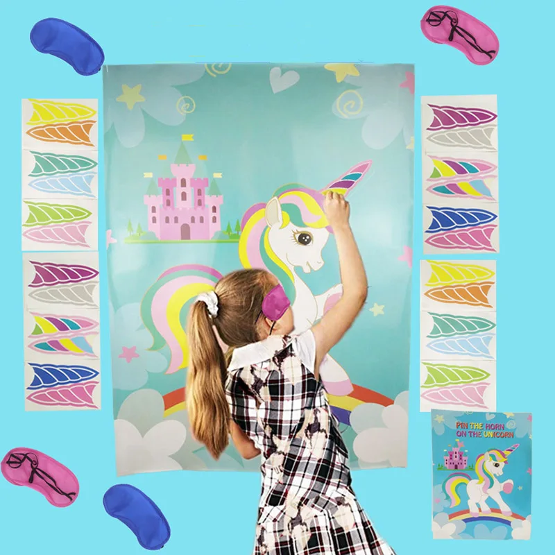

WEIGAO Unicorn Birthday Favors Games Pin The Horn on the Unicorn Kids Birthday Party Decoration Party Supplies Gifts Games