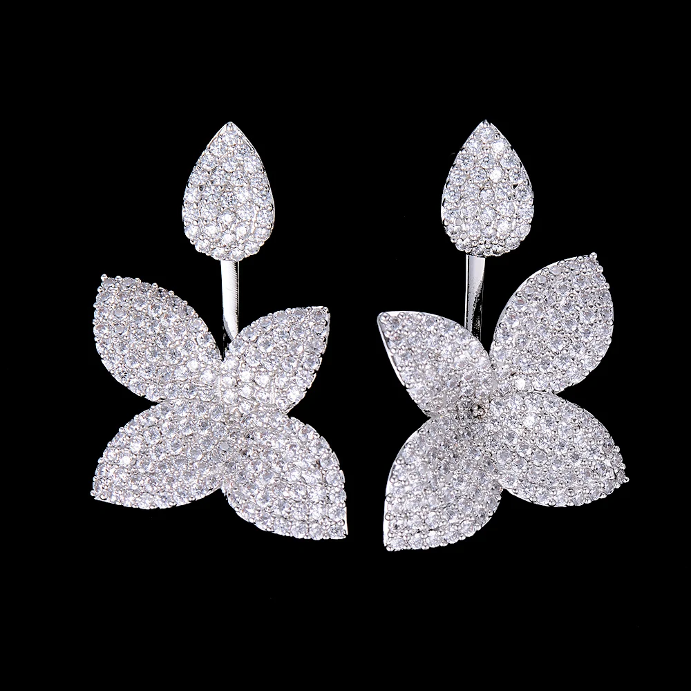 Женские серьги с фианитом SISCATHY роскошные геометрические цветком в виде листика
