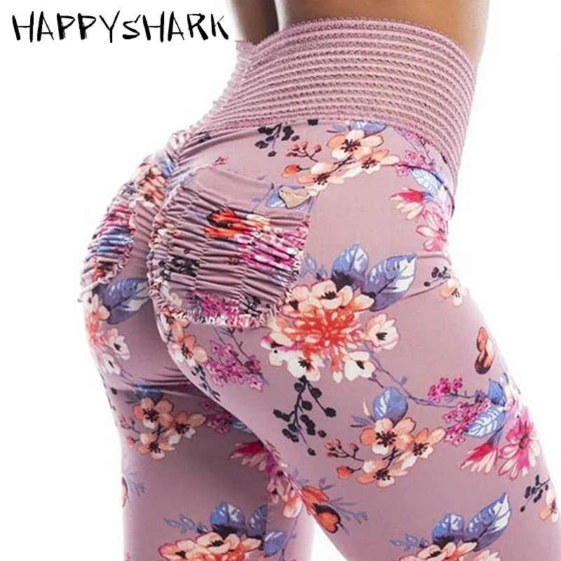 HAPPYSHARK 2019 SMOCKING Леггинсы Бег Спортивная эластичный Фитнес животик управление