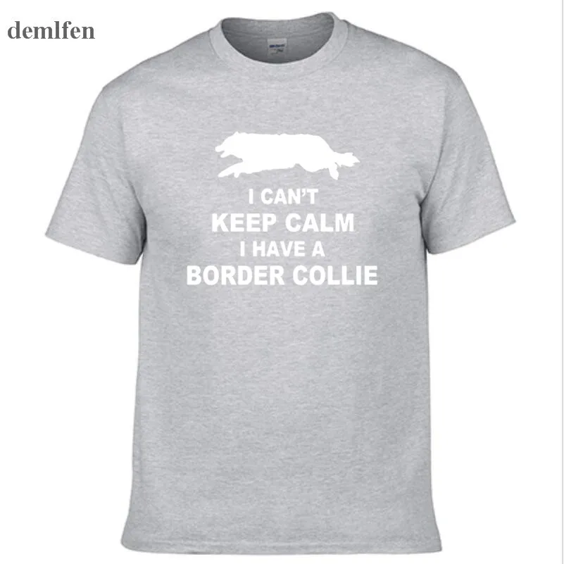 Забавные не могу Keep Calm I границы футболка с колли топы футболки Homme летние шорты
