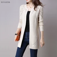 fall women cardigan solid color hollow out sweaters size s xxl poncho full sleeve open stitch female knitted outerwear