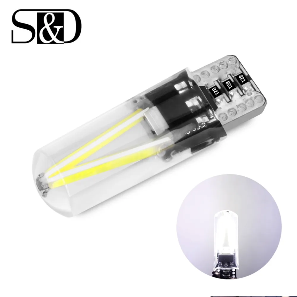 Светодиодный лампы T10 W5W Canbus накаливания без ошибок COB LED стеклянный корпус