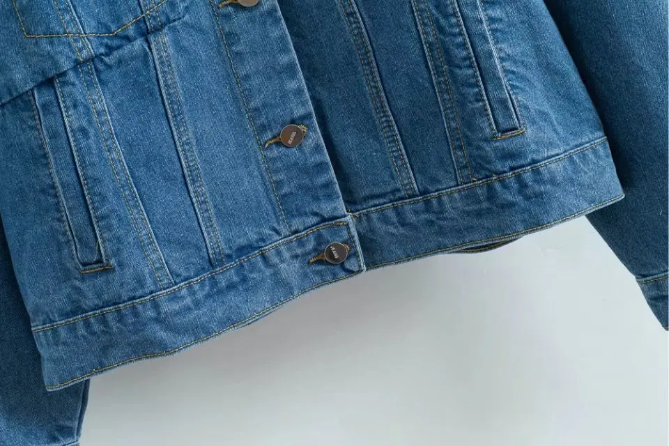 Witsources Denim Jacket Women 2017 Winter Lapel Collar Long Sleeve Vintage Washed Jean Jackets SC2380 | Женская одежда