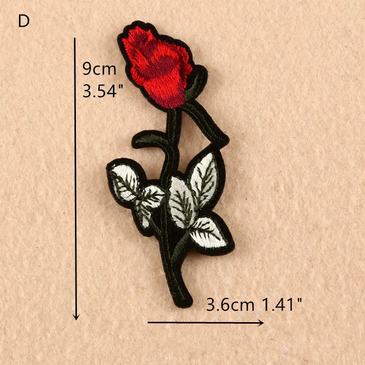 8Pcs/Lot Red Rose Flower Embroidered Patches Applique Iron Or Sew On Clothes Accessory | Дом и сад