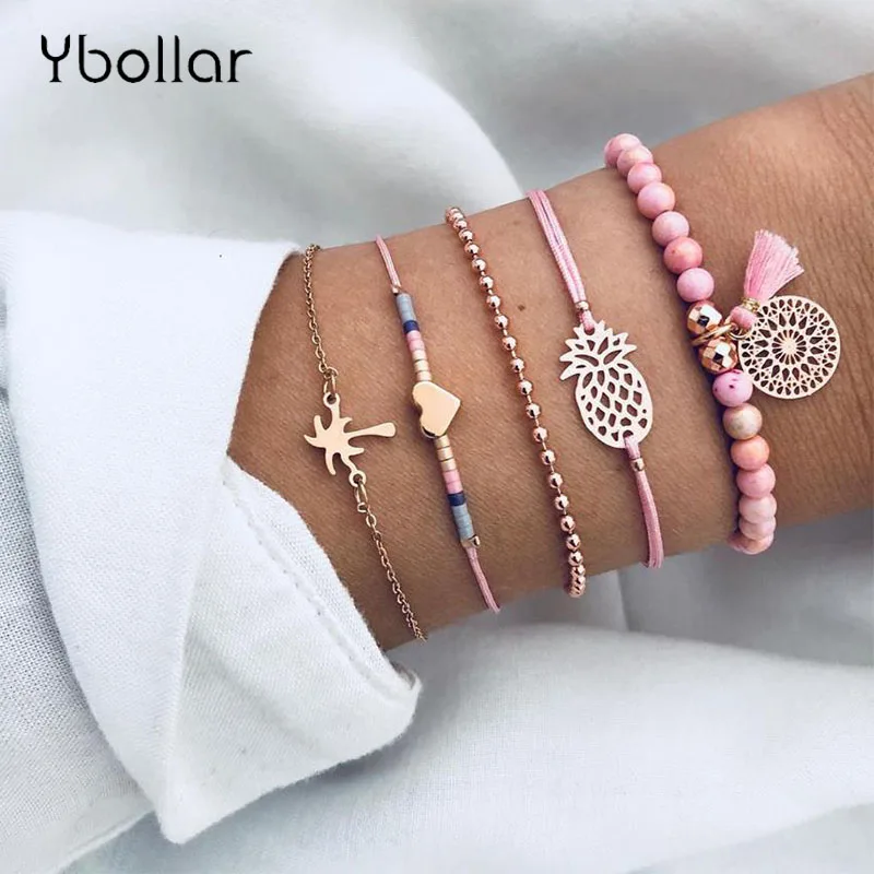 5 шт./компл. Boho Для женщин Ананас Ловец снов с кисточками сердце кокосовой пальмы