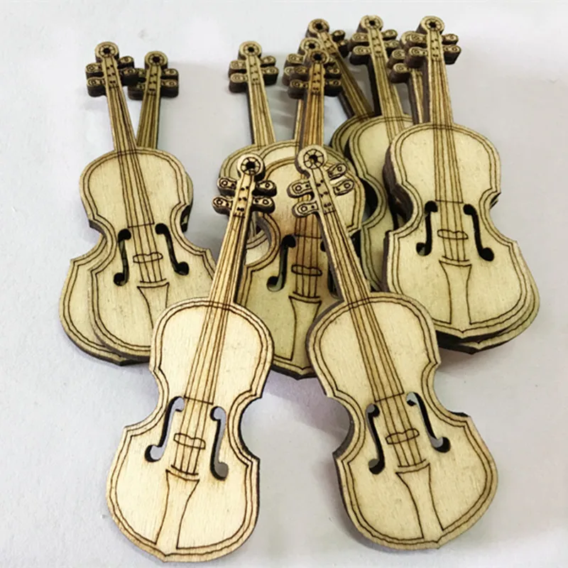 75*27*4MM Guitar Die Cutting Wood Slices Hanging Wall Wooden Decoration Crafts Accessories Diy Pattern Supplies | Дом и сад