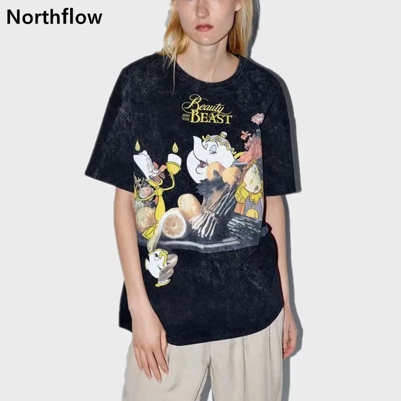 Northflow 2019 летняя футболка Топ Женская Повседневная хлопковая Футболка с принтом и