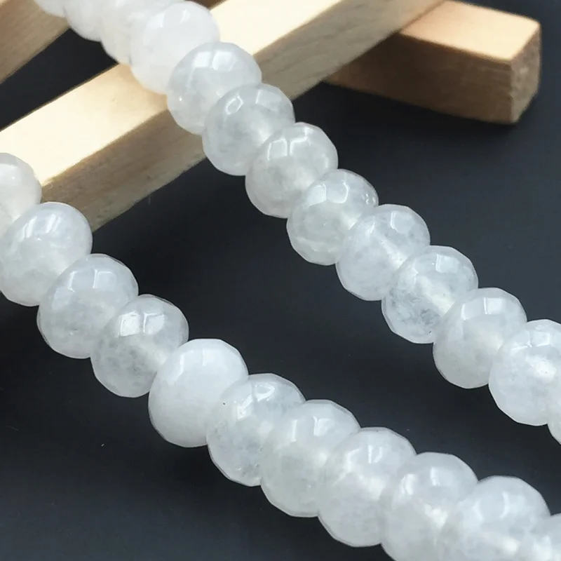 REACHLIN JEWELS белый натуральный камень Jades 5x8 мм Rondelle граненые Jaspers свободные бусы из
