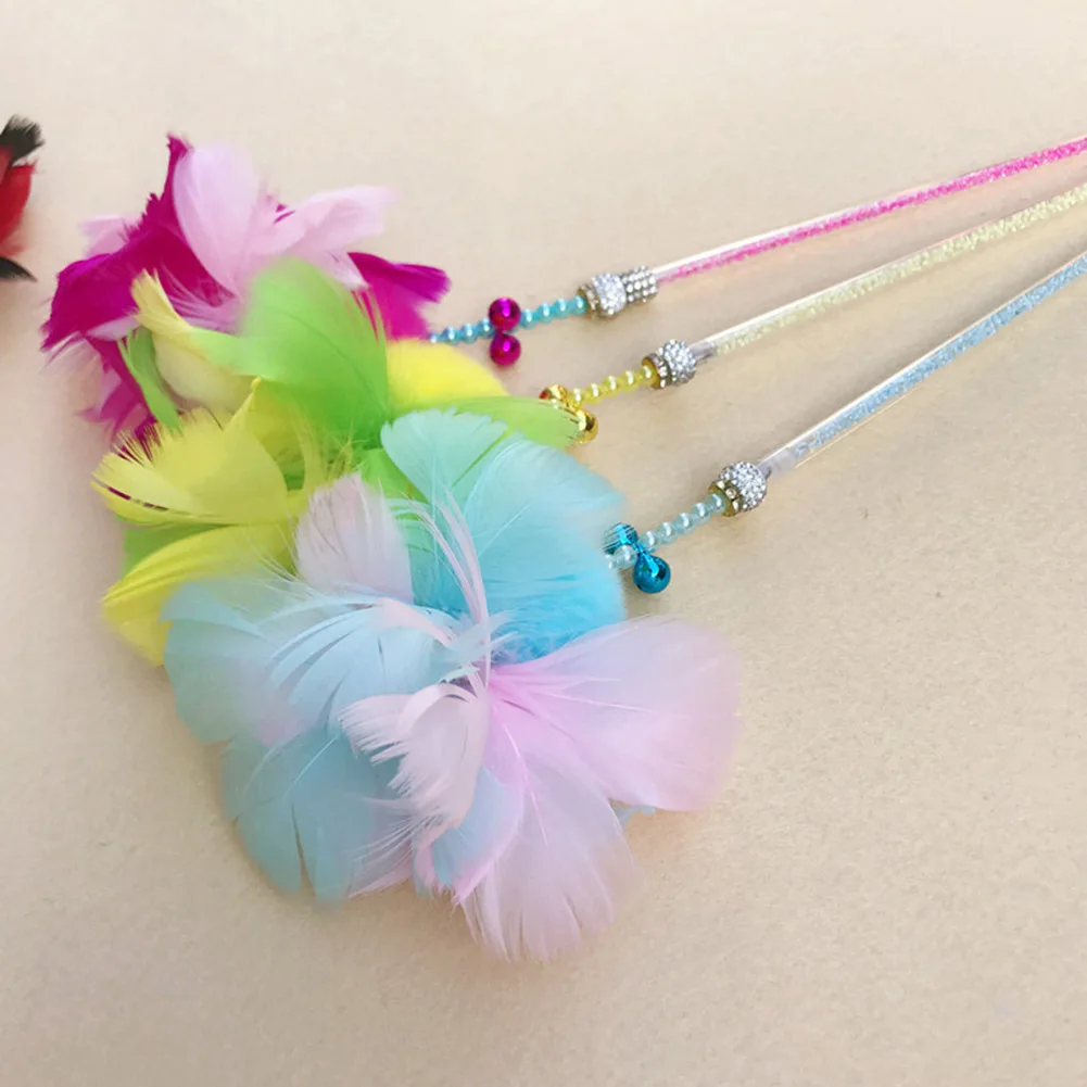 Funny Cat Teaser Toy with Bell Feather Wand Stick Pet Kitten Play Interactive Toys XB 66 | Дом и сад