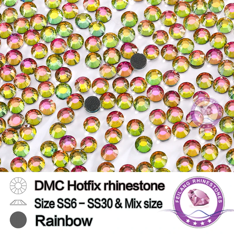 Стразы радужного цвета стразы стеклянные для одежды рукоделия украшение платья аксессуары шитья SS6 SS8 SS10 SS16