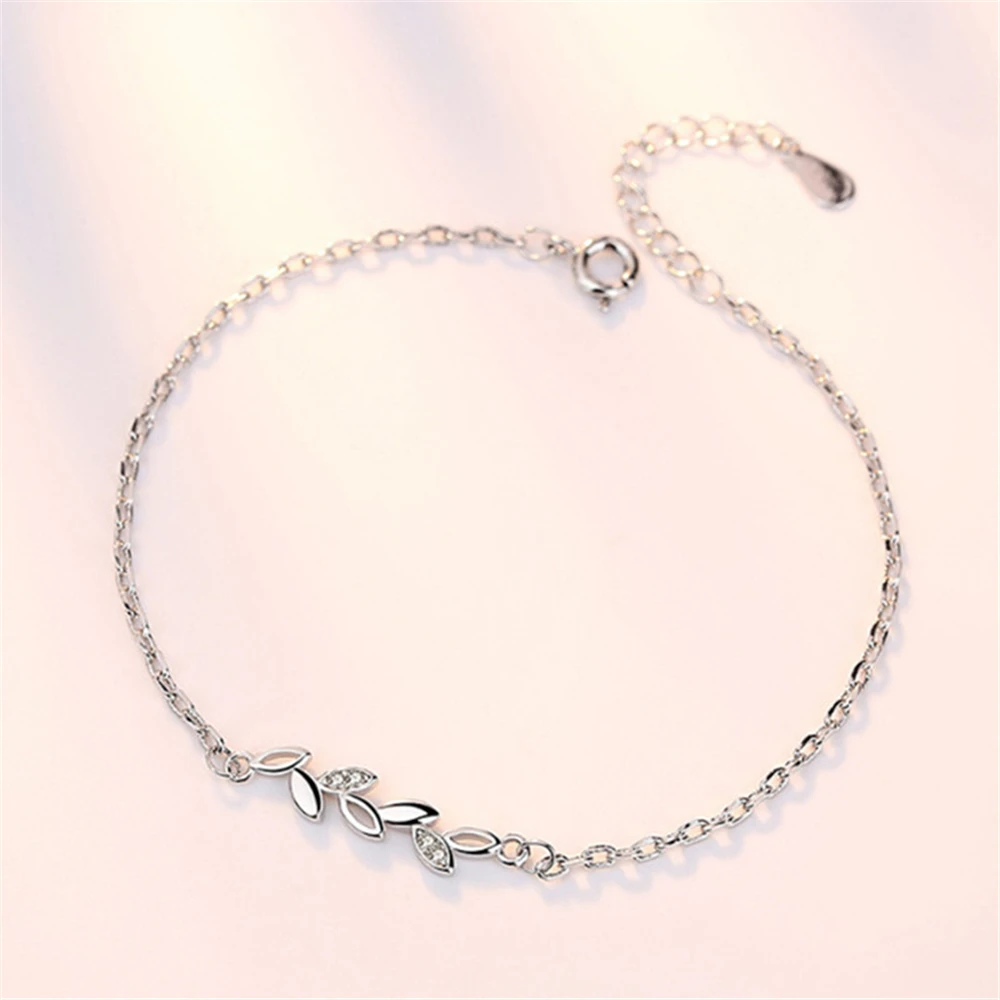 Женская мода серебряные ювелирные изделия Счастливые листья дамы браслет