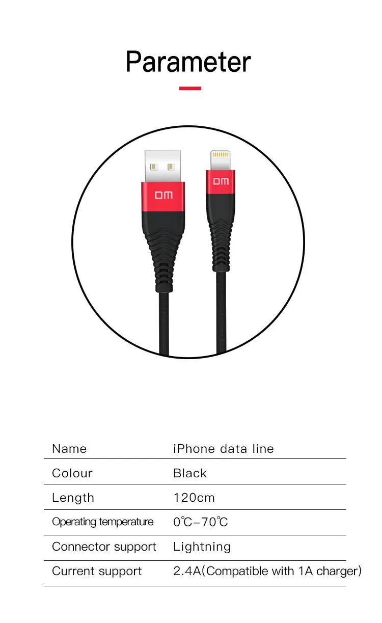 DM USB кабель для iPhone x xr xs зарядный кабель для iPhone 8 7 6 6s plus USB кабель для передачи данных Телефонный Шнур адаптер