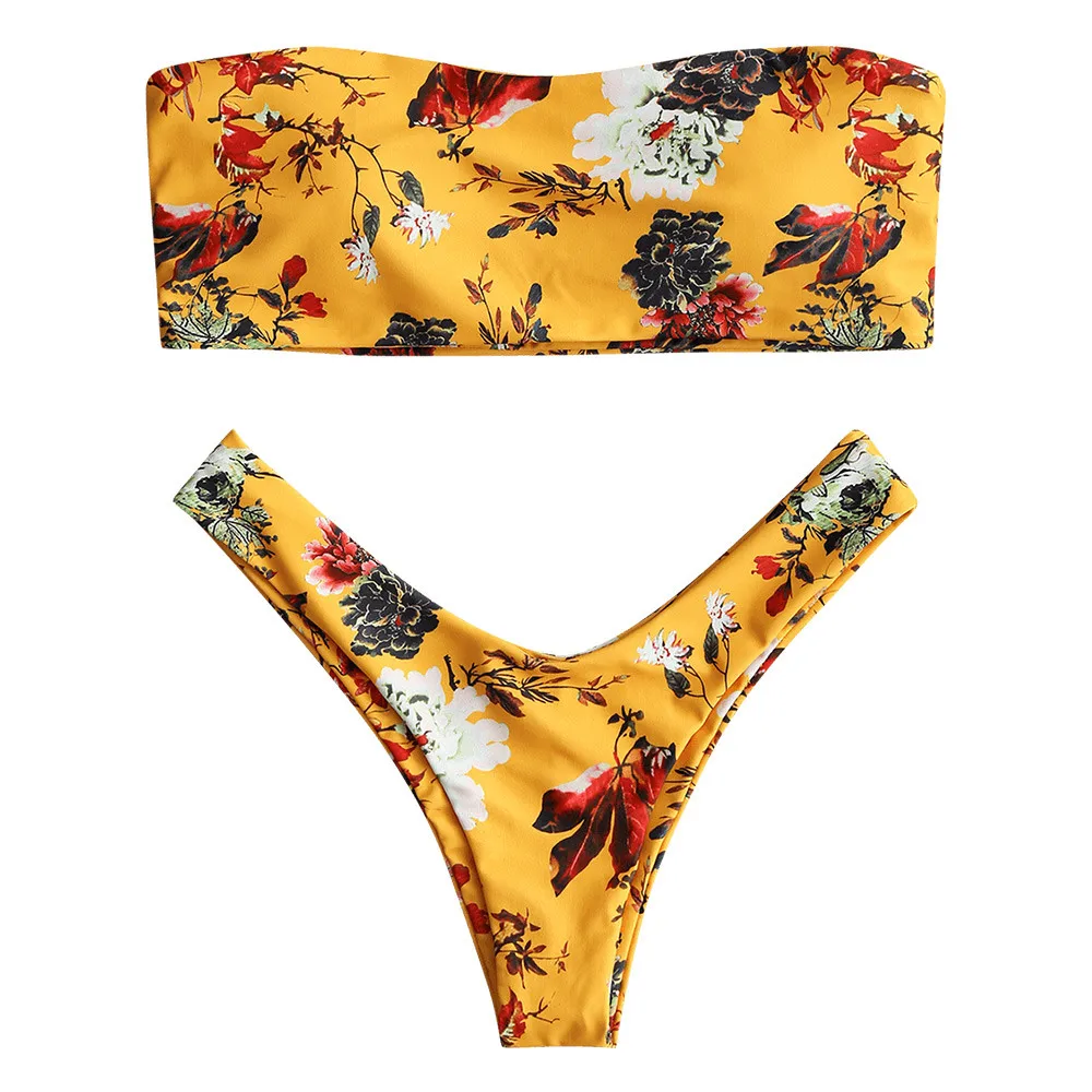 Новый женский Модный комбинезон с открытыми плечами для улицы Цветочный принтом