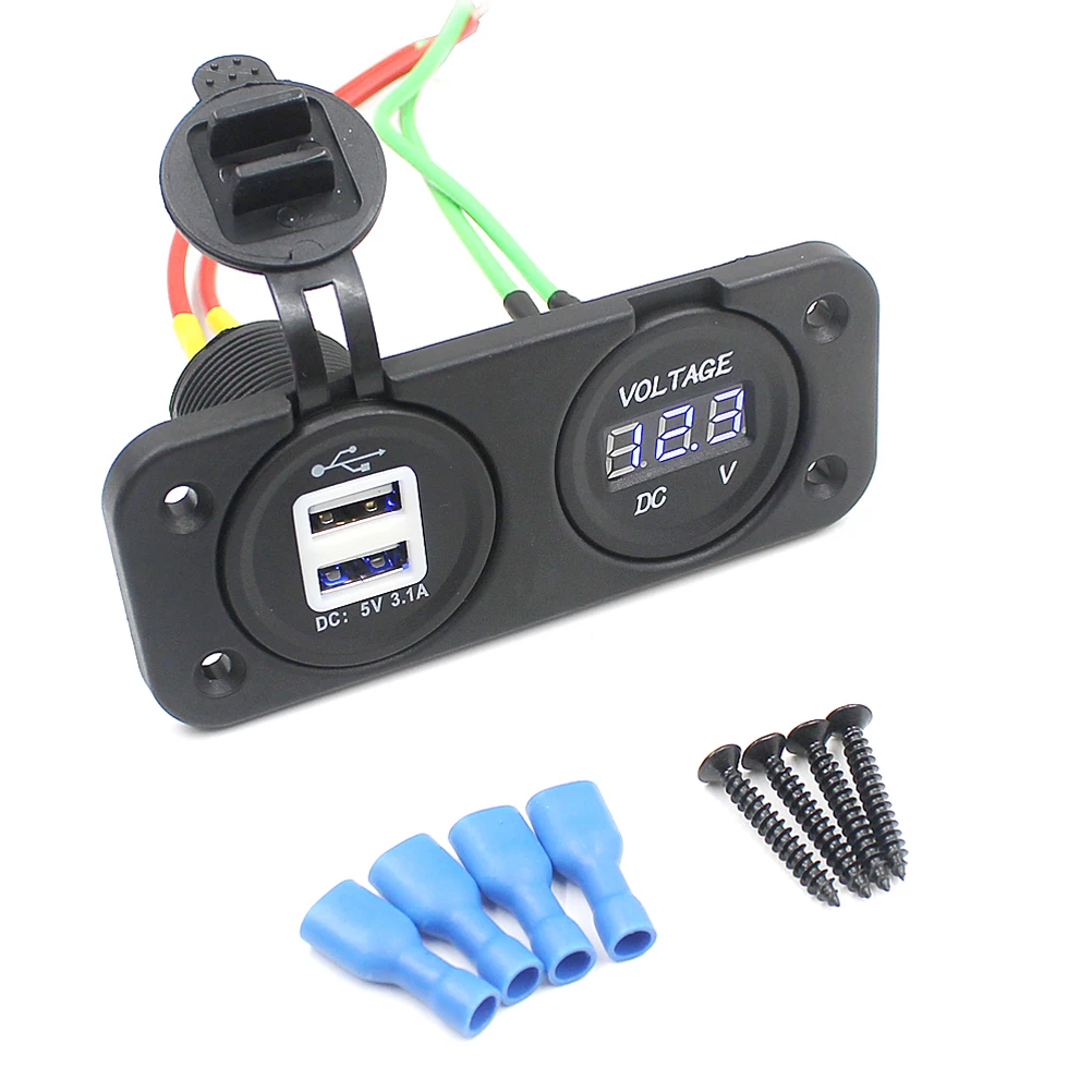 CS 247 2 в 1 Водонепроницаемый 12 24 автомобильный Мотоцикл лодка двойной USB 3.1A адаптер