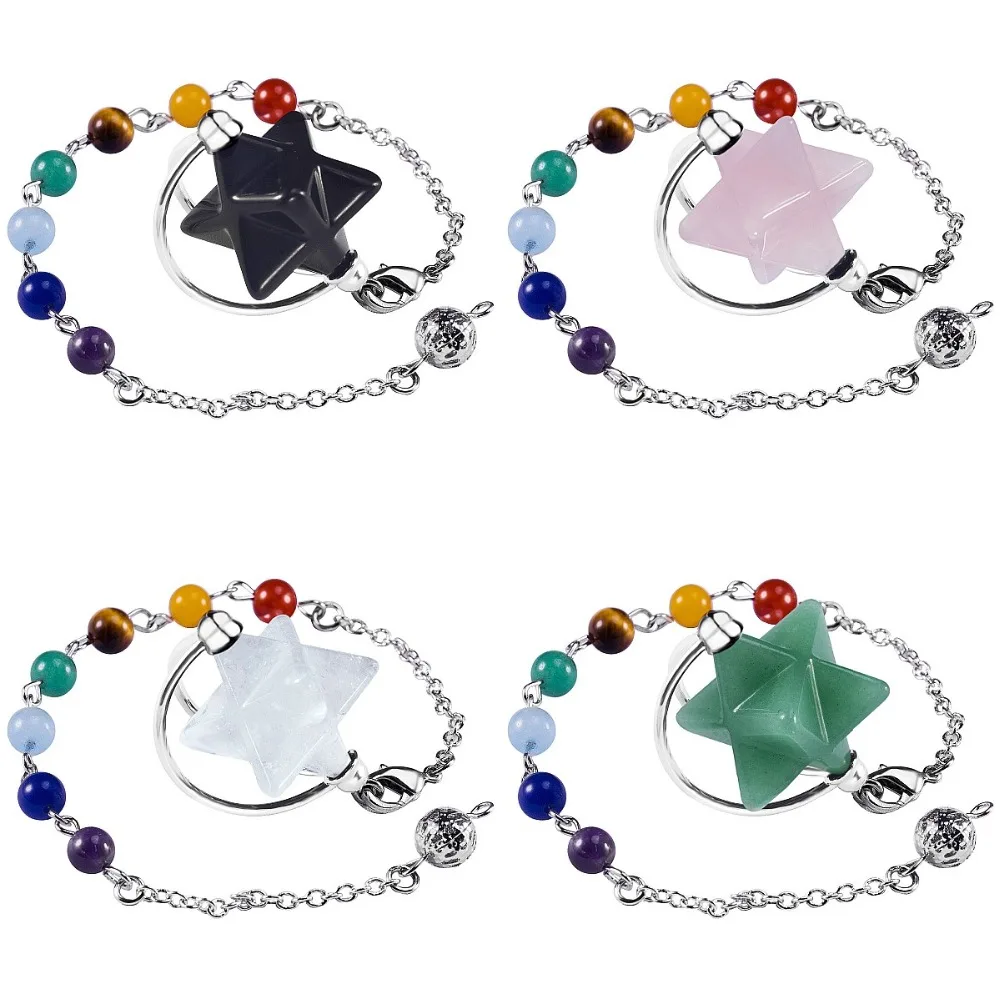 

Камень SUNYIK 7 Чакра Меркаба звезда маятник, кристальная ТОЧКА исцеления Рейки Dowsing Wicca гадания инструмент