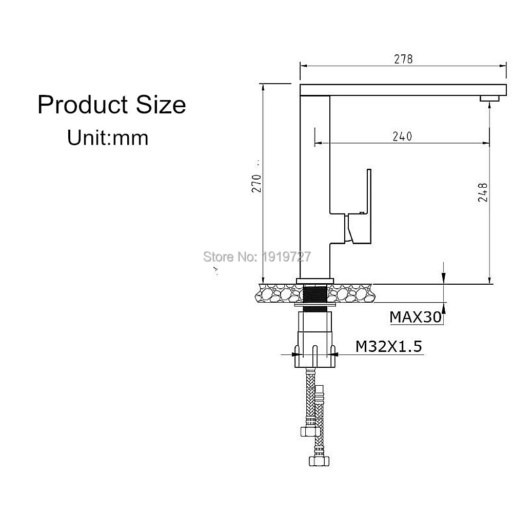 Factory Direct New Arrival Solid Stainless Steel Square Cooby Wide UZI Swivel Brushed Kitchen Laundry Flick Mixer Tap Faucet |